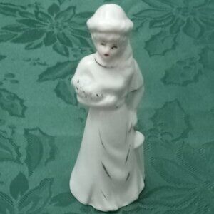 Vintage small white and gold girl figurine
